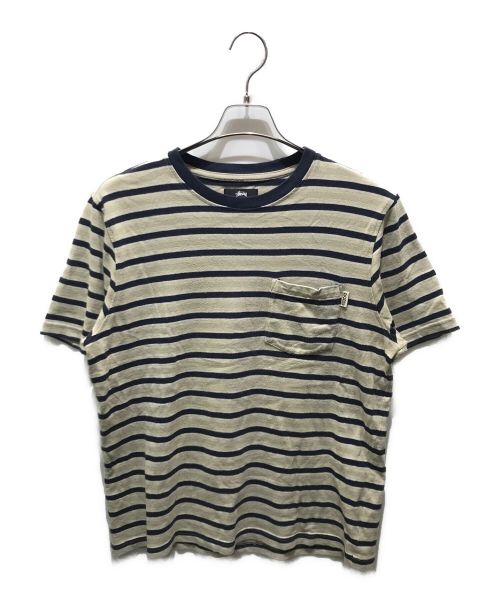 stussy（ステューシー）stussy (ステューシー) Tシャツ ネイビー×ベージュ サイズ:Sの古着・服飾アイテム