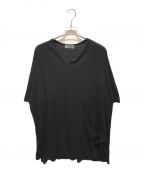 Yohji Yamamoto pour hommeヨウジヤマモト プールオム）の古着「split-neck cotton T-shirt　HJ-T44-079」｜ブラック