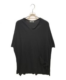 Yohji Yamamoto pour homme（ヨウジヤマモト プールオム）の古着「split-neck cotton T-shirt　HJ-T44-079」｜ブラック