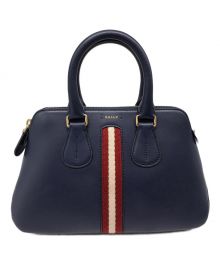 BALLY（バリー）の古着「DAINTY DOME TYPE LINE LEATHER 2WAY SHOULDER BAG」｜ネイビー