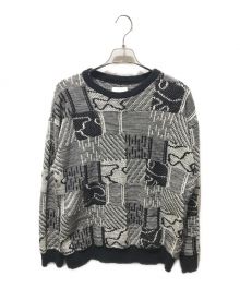 GR-Uniforma（ジーアール ユニフォーマ）の古着「Knit Patchwork Sweater　GR01-N002」｜ブラック