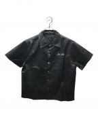 LAST NESTラストネスト）の古着「embroidered leather shirts」｜ブラック