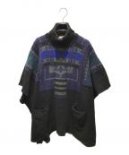 sacai luckサカイラック）の古着「ノルディック柄 ウール チャンキーニット ポンチョ　14AWLU771」｜ブラック