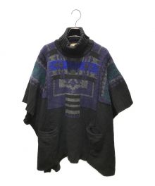 sacai luck（サカイラック）の古着「ノルディック柄 ウール チャンキーニット ポンチョ　14AWLU771」｜ブラック