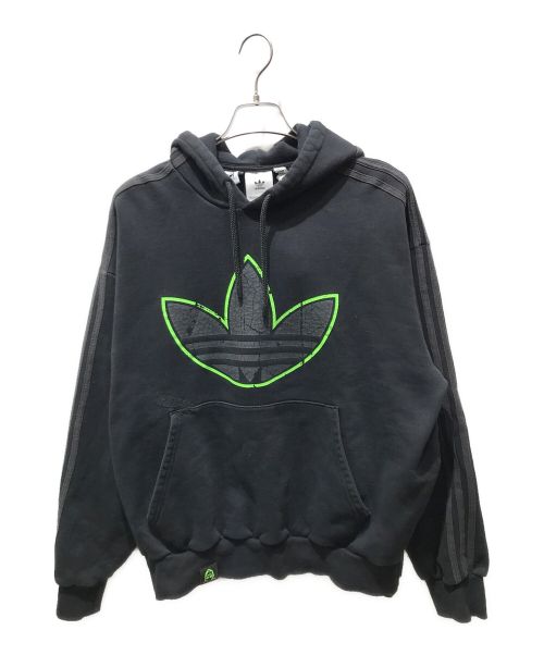 adidas（アディダス）adidas (アディダス) YOUTHOFPAIRS (ユース オブ パリ) Youth of Paris HOODIE　IU3310　ダメージ・リペア加工 ブラック サイズ:Lの古着・服飾アイテム