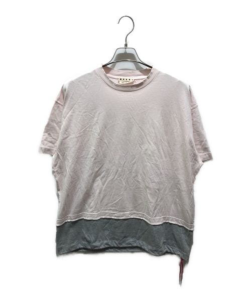 MARNI（マルニ）MARNI (マルニ) バイカラークルーネックTシャツ　HUMU0034QS ピンク×グレー サイズ:48の古着・服飾アイテム