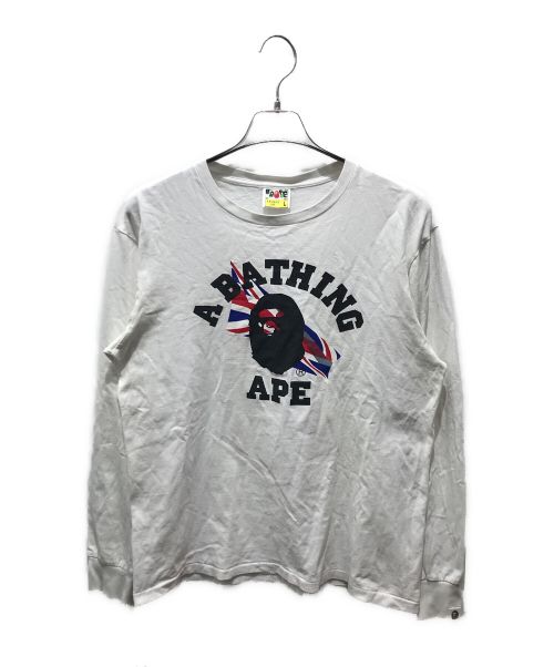 A BATHING APE（アベイシングエイプ）A BATHING APE (アベイシングエイプ) プリントカットソー ホワイト サイズ:Lの古着・服飾アイテム