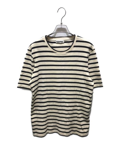 JIL SANDER+（ジルサンダープラス）JIL SANDER+ (ジルサンダープラス) ボーダーコットンロゴTシャツ アイボリー サイズ:Ｍの古着・服飾アイテム