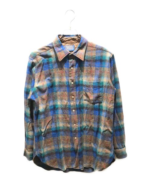 PENDLETON（ペンドルトン）PENDLETON (ペンドルトン) チェックネルシャツ　70ｓ ブルー×ブラウン サイズ:Lの古着・服飾アイテム