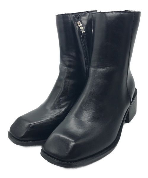 soerte（ソエルテ）soerte (ソエルテ) Square toe leather boots ブラック サイズ:42の古着・服飾アイテム