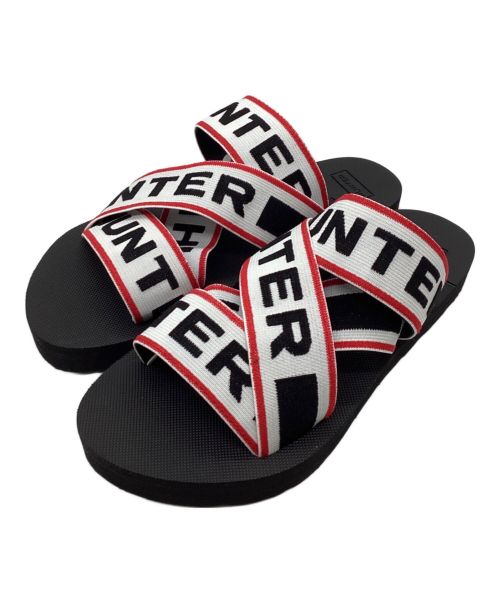 HUNTER（ハンター）HUNTER (ハンター) LOGO ELASTIC CROSSOVER SLIDE　WFD2011ELS ブラック サイズ:UK6の古着・服飾アイテム