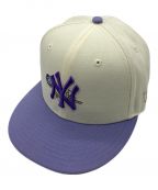 New Eraニューエラ）の古着「59FIFTY NY YANKEES　朝岡周コラボ」｜パープル×ベージュ