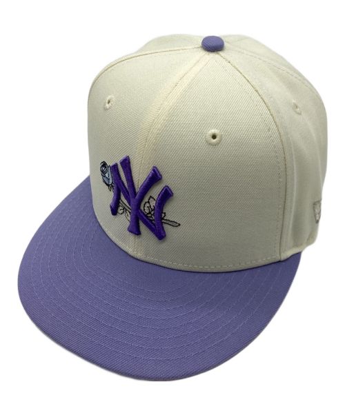 New Era（ニューエラ）New Era (ニューエラ) 59FIFTY NY YANKEES　朝岡周コラボ パープル×ベージュの古着・服飾アイテム