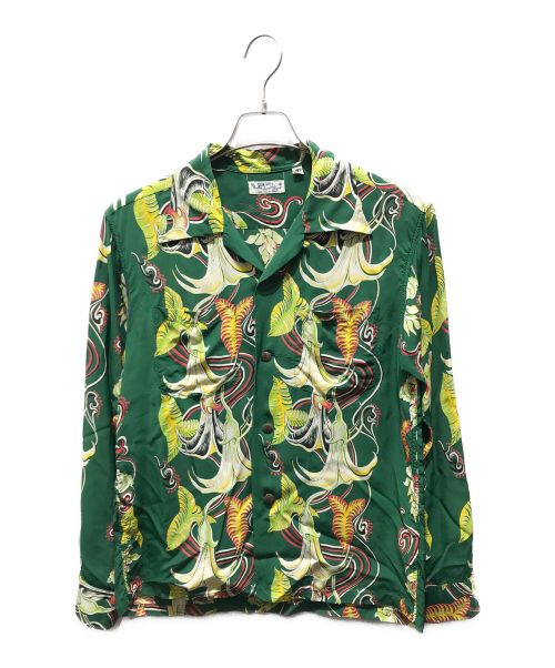 Sun Surf（サンサーフ）Sun Surf (サンサーフ) TARO LEAF ANGEL'S TRUMPET L/S RAYON HAWAIIAN SHIRT　SS28552 グリーン サイズ:Sの古着・服飾アイテム