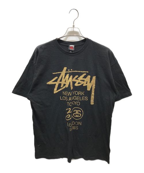 stussy（ステューシー）stussy (ステューシー) ワールドツアーTシャツ　00s ブラック サイズ:XLの古着・服飾アイテム