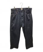 goldゴールド）の古着「RECYCLED WASTE SUVIN COTTON YARN 11oz. DENIM 5POCKET WIDE PANTS　東洋エンタープライズ　GL42320」｜インディゴ