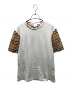 BURBERRY LONDONバーバリーロンドン）の古着「ヴィンテージチェック切替Tシャツ　8014896」｜ホワイト×ブラウン