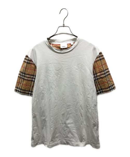 BURBERRY LONDON（バーバリーロンドン）BURBERRY LONDON (バーバリーロンドン) ヴィンテージチェック切替Tシャツ　8014896 ホワイト×ブラウン サイズ:XSの古着・服飾アイテム