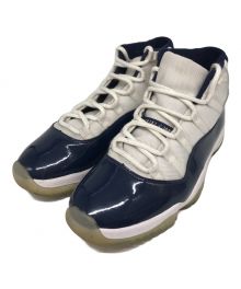 NIKE（ナイキ）の古着「ミッドカットスニーカー　378037-123　AIR JORDAN 11 RETRO WIN LIKE 82　エアジョーダン11 レトロ ウィン ライク82」｜ホワイト×ネイビー