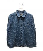 A BATHING APEアベイシングエイプ）の古着「SHARK PATTERN DENIM SHIRT」｜インディゴ