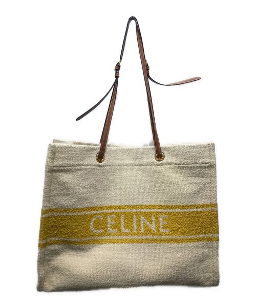 CELINE（セリーヌ）CELINE (セリーヌ) ホリゾンタルカバ キャンバス トートバッグ ベージュ×イエローの古着・服飾アイテム