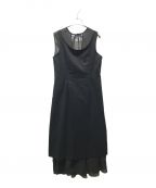 LE CIEL BLEUルシェルブルー）の古着「Voile Overlay Dress　24A65101」｜ブラック