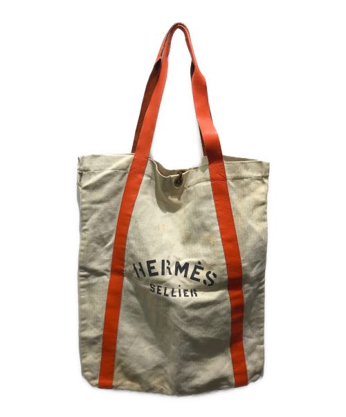 HERMES（エルメス）HERMES (エルメス) トートバッグ アイボリー×オレンジの古着・服飾アイテム