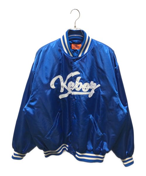 KEBOZ（ケボズ）KEBOZ (ケボズ) SATIN VARSITY JACKET ブルー サイズ:XLの古着・服飾アイテム