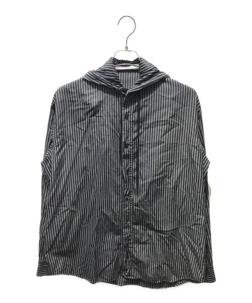 JOHN LAWRENCE SULLIVAN（ジョンローレンスサリバン）JOHN LAWRENCE SULLIVAN (ジョンローレンスサリバン) STRIPE HOODIE SHIRT ブラック サイズ:46の古着・服飾アイテム