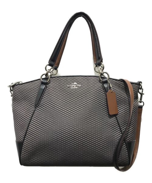 COACH（コーチ）COACH (コーチ) エクスプローテッド 2WAY/ショルダー ハンド バッグ　F57244　H1761 ブラック×グレーの古着・服飾アイテム