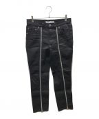 JOHN LAWRENCE SULLIVANジョンローレンスサリバン）の古着「BLEACHED DENIM ZIPPED PANTS　2A008-0320-51　 22SS」｜ブラック