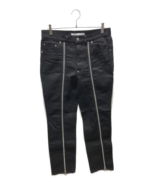 JOHN LAWRENCE SULLIVAN（ジョンローレンスサリバン）JOHN LAWRENCE SULLIVAN (ジョンローレンスサリバン) BLEACHED DENIM ZIPPED PANTS　2A008-0320-51　 22SS ブラック サイズ:48の古着・服飾アイテム