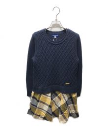 BURBERRY BLUE LABEL（バーバリーブルーレーベル）の古着「ニット切替ワンピース E1J60-103-80」｜ネイビー