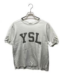 Saint Laurent Paris（サンローランパリ）の古着「ヴィンテージ加工 YSL ロゴ Tシャツ　667856」｜ホワイト