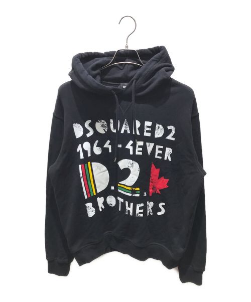 DSQUARED2（ディースクエアード）DSQUARED2 (ディースクエアード) BROS COOL HOODIE　S71GU0574 S25551 ブラック サイズ:Lの古着・服飾アイテム