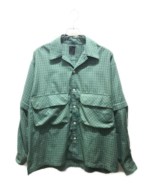 DAIWA PIER39（ダイワ ピア39）DAIWA PIER39 (ダイワ ピア39) TECH SPORTS OPEN COLLAR SHIRTS L/S MINI PLAIDS　BE-90024 グリーン サイズ:Lの古着・服飾アイテム