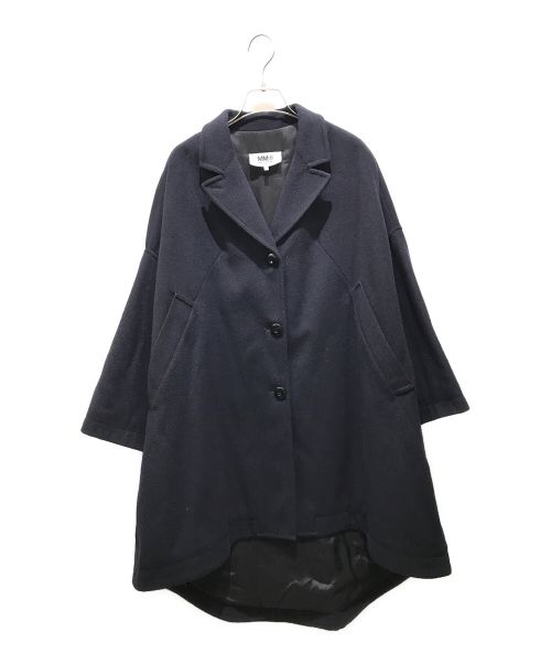 MM6 Maison Margiela（エムエムシックス メゾンマルジェラ）MM6 Maison Margiela (エムエムシックス メゾンマルジェラ) ビッグシルエットウールコート　S32AA0131 S47852 ネイビー サイズ:38の古着・服飾アイテム