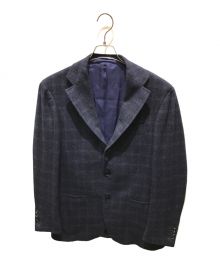 RING JACKET（リングジャケット）の古着「ウール メランジ ウィンドウペーン シングル3Bジャケット　RT057F05X」｜ネイビー