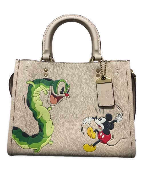 COACH（コーチ）COACH (コーチ) DISNEY (ディズニー) ローグ 25・リジェネラティブ レザー / ミッキーマウス アンド キャタピラー　CH461　L2280 ベージュの古着・服飾アイテム