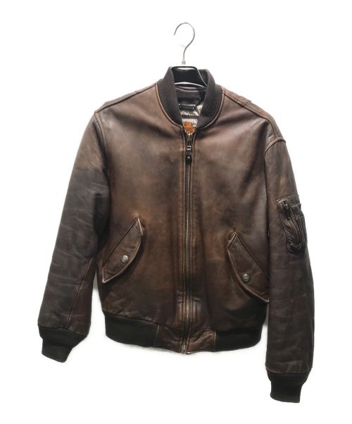 HARLEY-DAVIDSON（ハーレーダビッドソン）HARLEY-DAVIDSON (ハーレーダビッドソン) MA-1レザージャケット ブラウン サイズ:38の古着・服飾アイテム