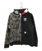 Aape BY A BATHING APEエーエイプ バイ アベイシングエイプ）の古着「RECONSTRUCTED ZIP HOODIE(リコンストラクテッド ジップ フーディ)」｜ブラック