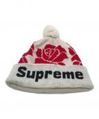 SUPREMEシュプリーム）の古着「Rose Beanie」｜ホワイト×レッド