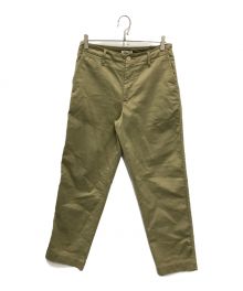 AURALEE（オーラリー）の古着「WASHED FINX BUGGY SATIN WIDE PANTS(ウォッシュド フィンクス バギー サテン ワイド パンツ)」｜カーキ