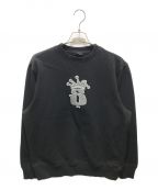 stussyステューシー）の古着「S CROWN CREW SWEATSHIRT　1914755」｜ブラック