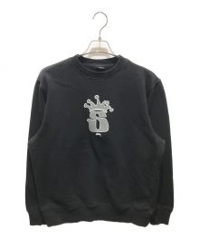 stussy（ステューシー）の古着「S CROWN CREW SWEATSHIRT　1914755」｜ブラック