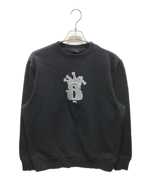 stussy（ステューシー）stussy (ステューシー) S CROWN CREW SWEATSHIRT　1914755 ブラック サイズ:Mの古着・服飾アイテム