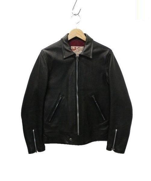 【中古・古着通販】Addict Clothes (アディクト クローズ) シープスキンレザージャケット ブラック サイズ34｜ブランド・古着