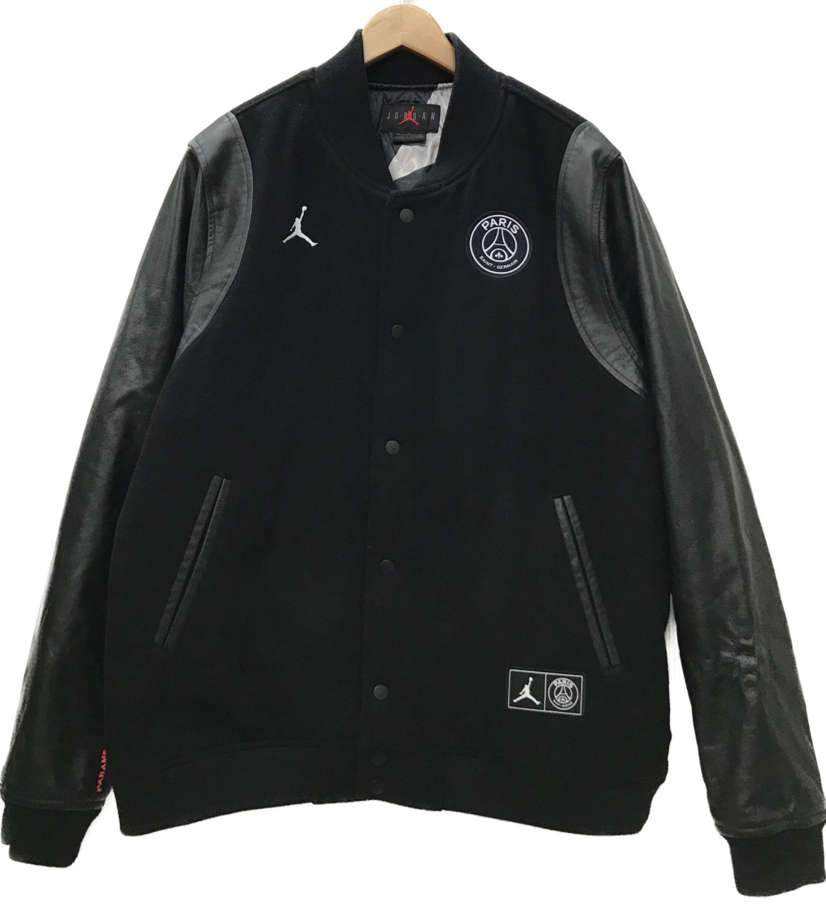 NIKE JORDAN (ナイキ ジョーダン) PSG Varsity Jacket ジョーダン BCFC バーシティ ジャケット  レザースリーブスタジャン ブラック サイズ:XL