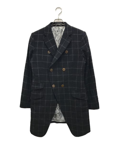 Vivienne Westwood man（ヴィヴィアン ウェストウッド マン）Vivienne Westwood man (ヴィヴィアン ウェストウッド マン) ダブルブレスト チェックコート ブラック サイズ:50の古着・服飾アイテム