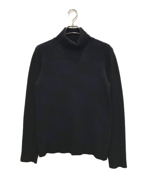 RAF SIMONS（ラフシモンズ）RAF SIMONS (ラフシモンズ) タートルネックニット ブラック×ブルー サイズ:48の古着・服飾アイテム